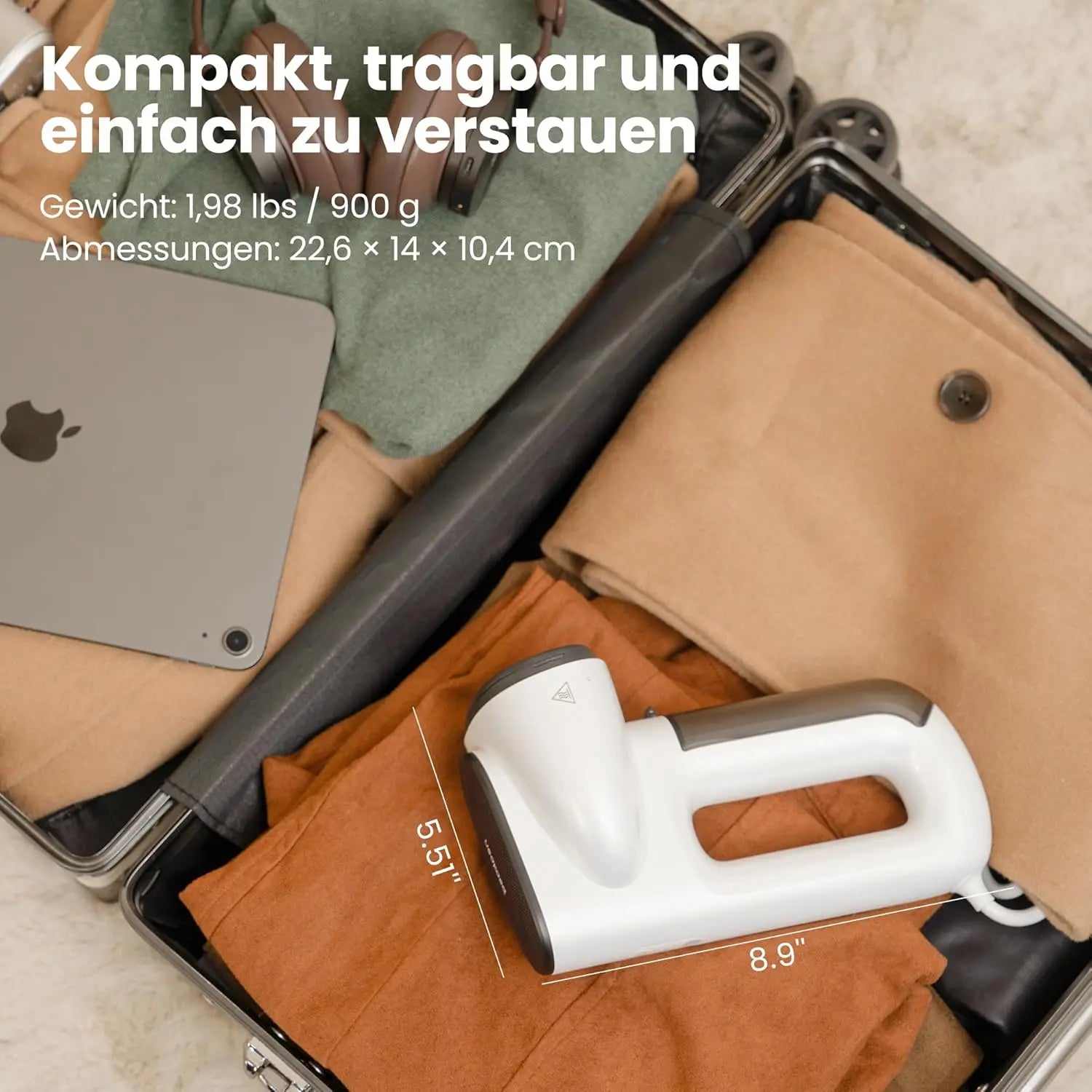 Magic 1 Vacuum Steamer, Handheld Travel Garment Steamer for Clothes, 2300Pa Suction for Fabric Grip, Featuring Exclusive