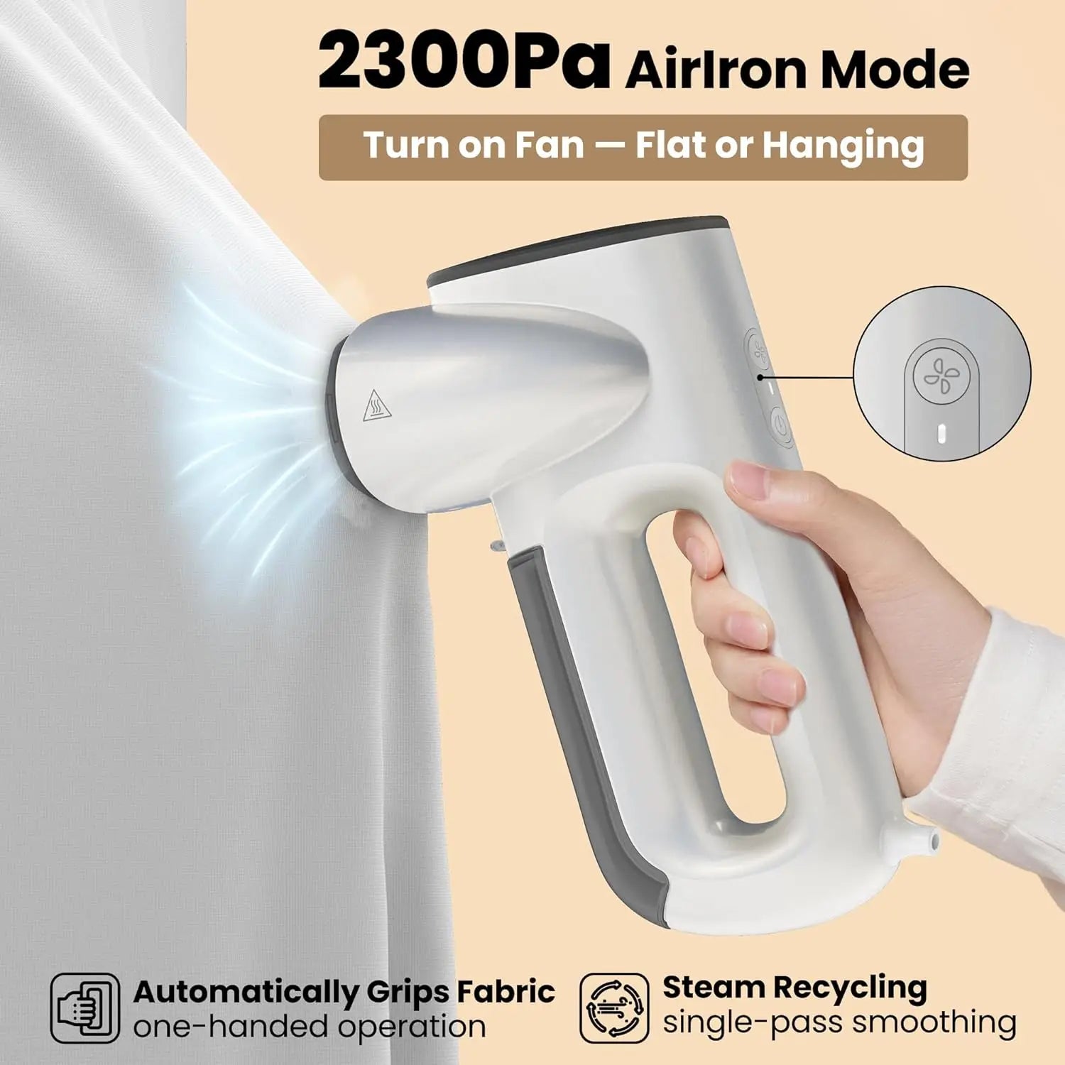 Magic 1 Vacuum Steamer, Handheld Travel Garment Steamer for Clothes, 2300Pa Suction for Fabric Grip, Featuring Exclusive